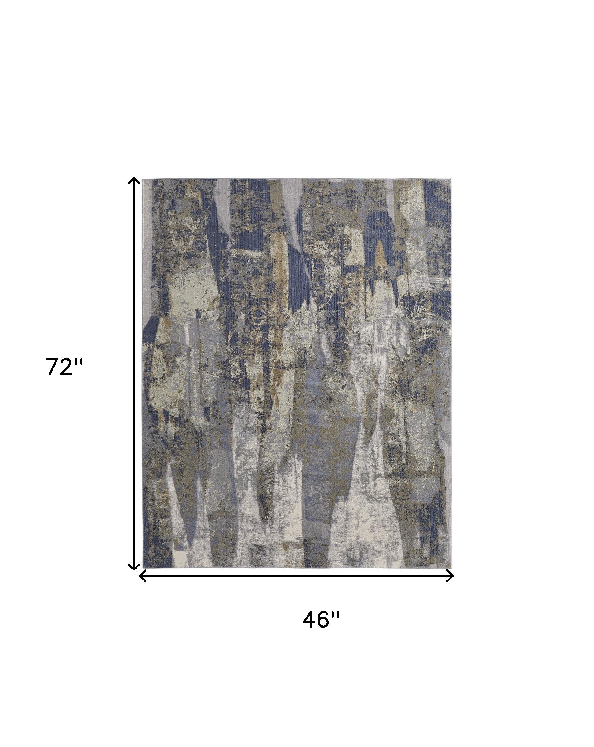 Blue Gray And Tan Abstract Power Loom Distressed Area Rug - 4' x 6'