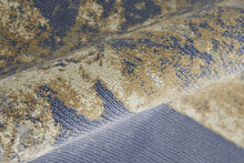 Blue Gray And Tan Abstract Power Loom Distressed Area Rug - 4' x 6'