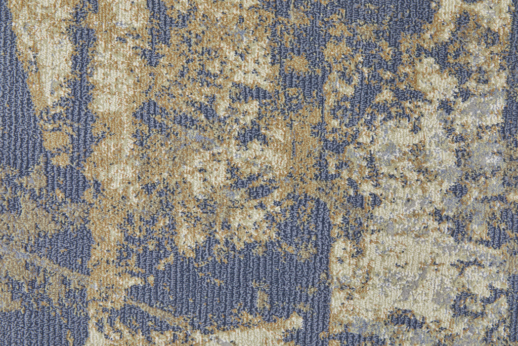 Blue Gray And Tan Abstract Power Loom Distressed Area Rug - 4' x 6'
