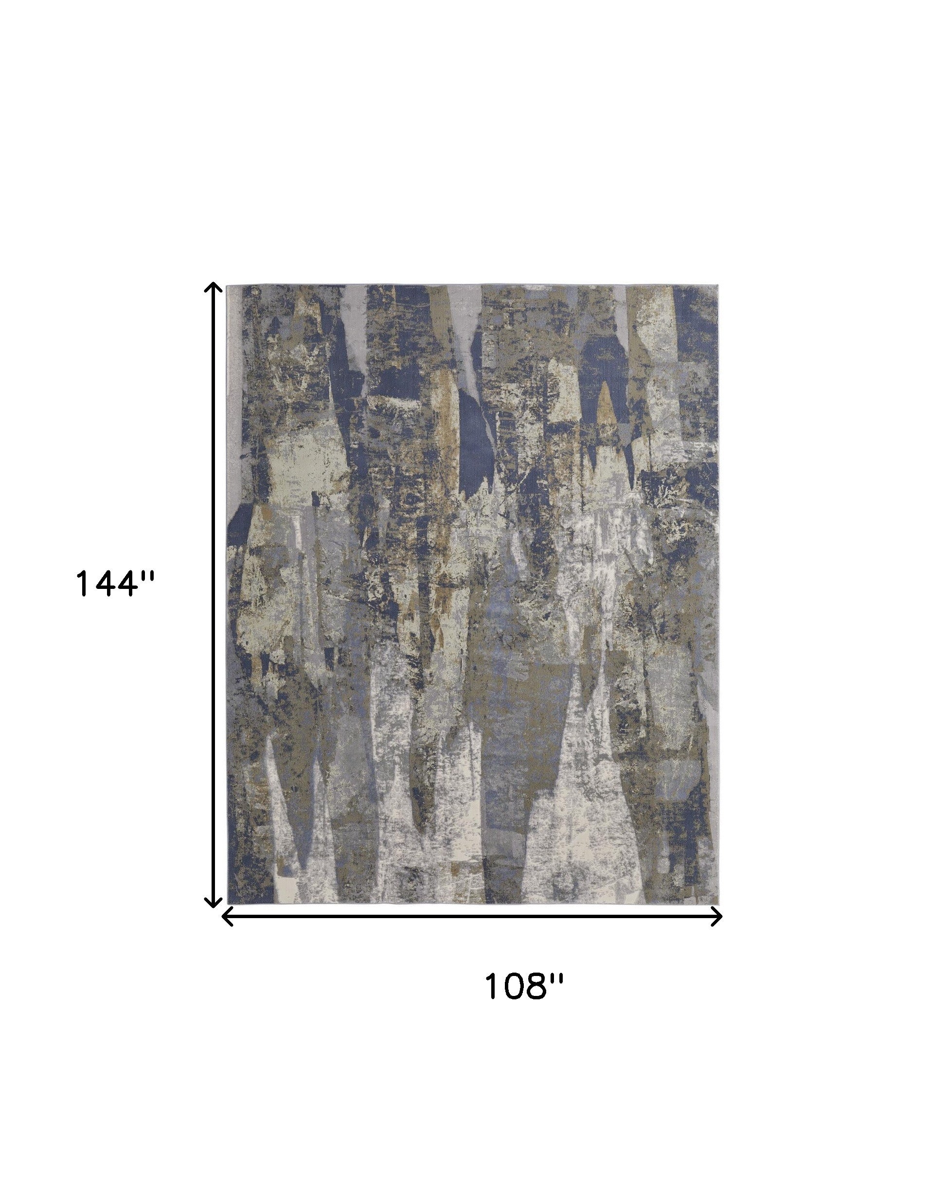 Blue Gray And Tan Abstract Power Loom Distressed Area Rug - 4' x 6'