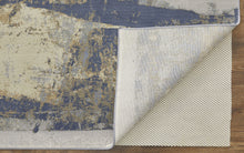 Blue Gray And Tan Abstract Power Loom Distressed Area Rug - 4' x 6'