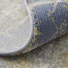 Blue Gray And Tan Abstract Power Loom Distressed Area Rug - 4' x 6'