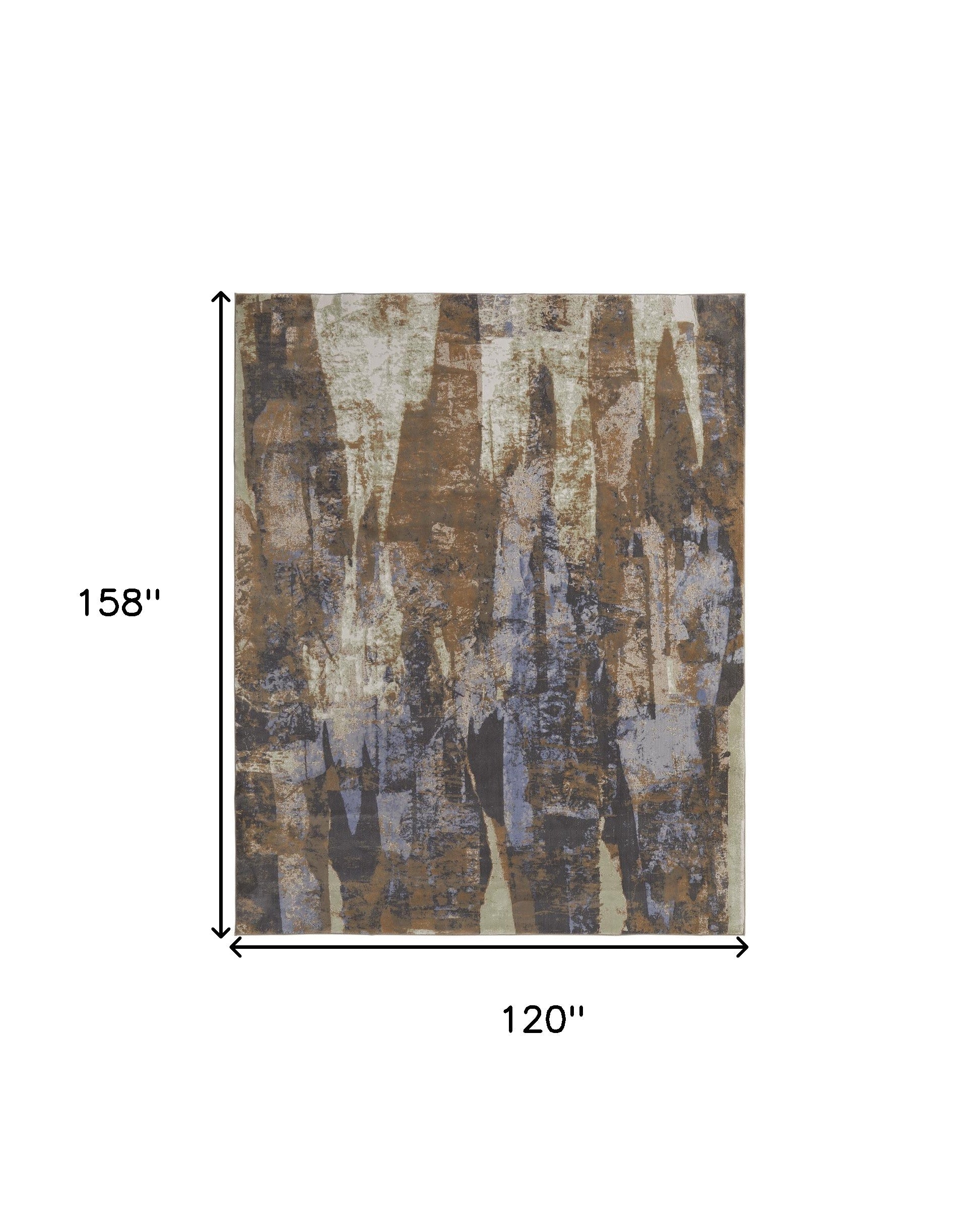 Blue Gray And Tan Abstract Power Loom Distressed Area Rug - 4' x 6'