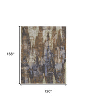 Blue Gray And Tan Abstract Power Loom Distressed Area Rug - 4' x 6'