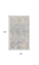 4' X 6' Blue And Ivory Abstract Power Loom Distressed Area Rug