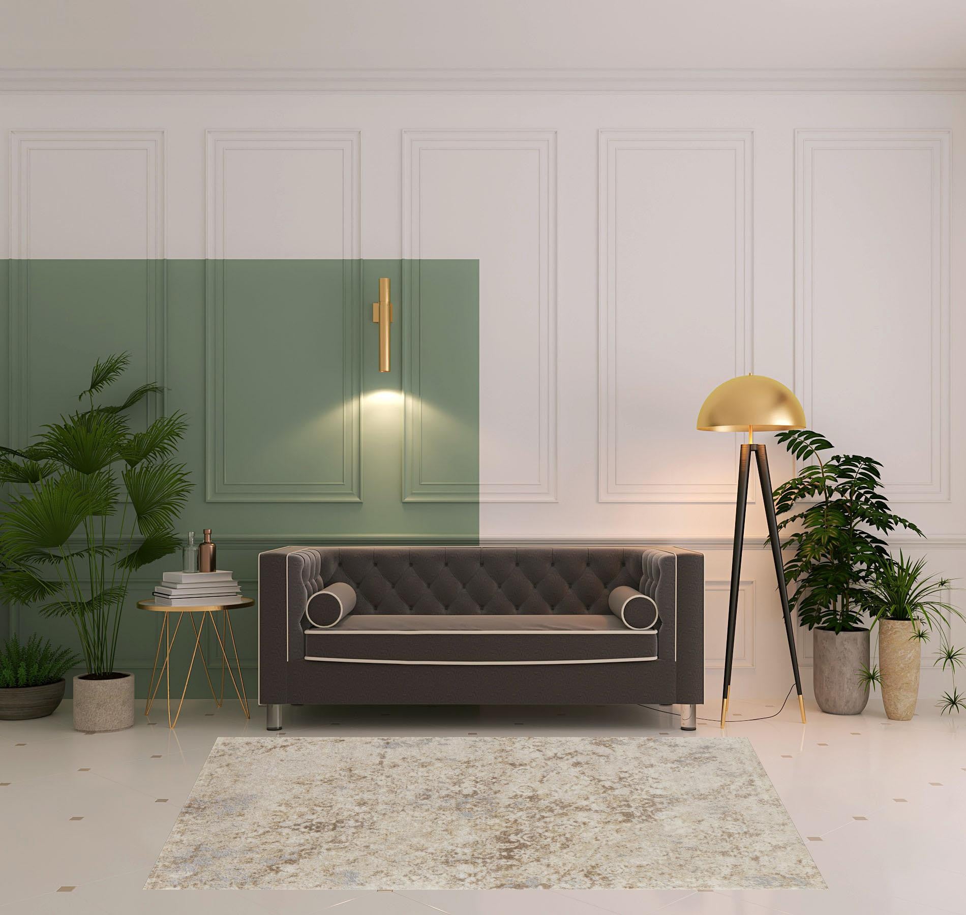 4' X 6' Blue And Ivory Abstract Power Loom Distressed Area Rug