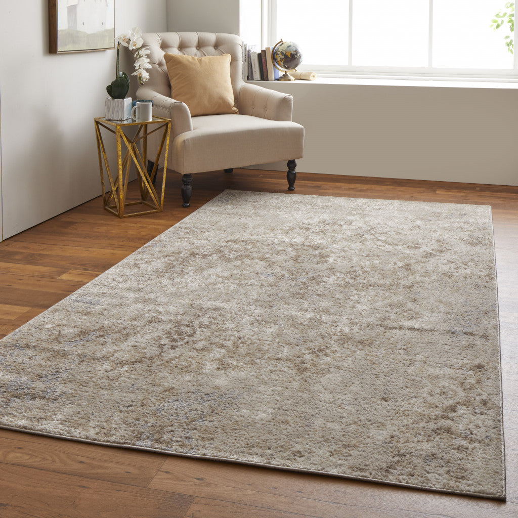 4' X 6' Blue And Ivory Abstract Power Loom Distressed Area Rug