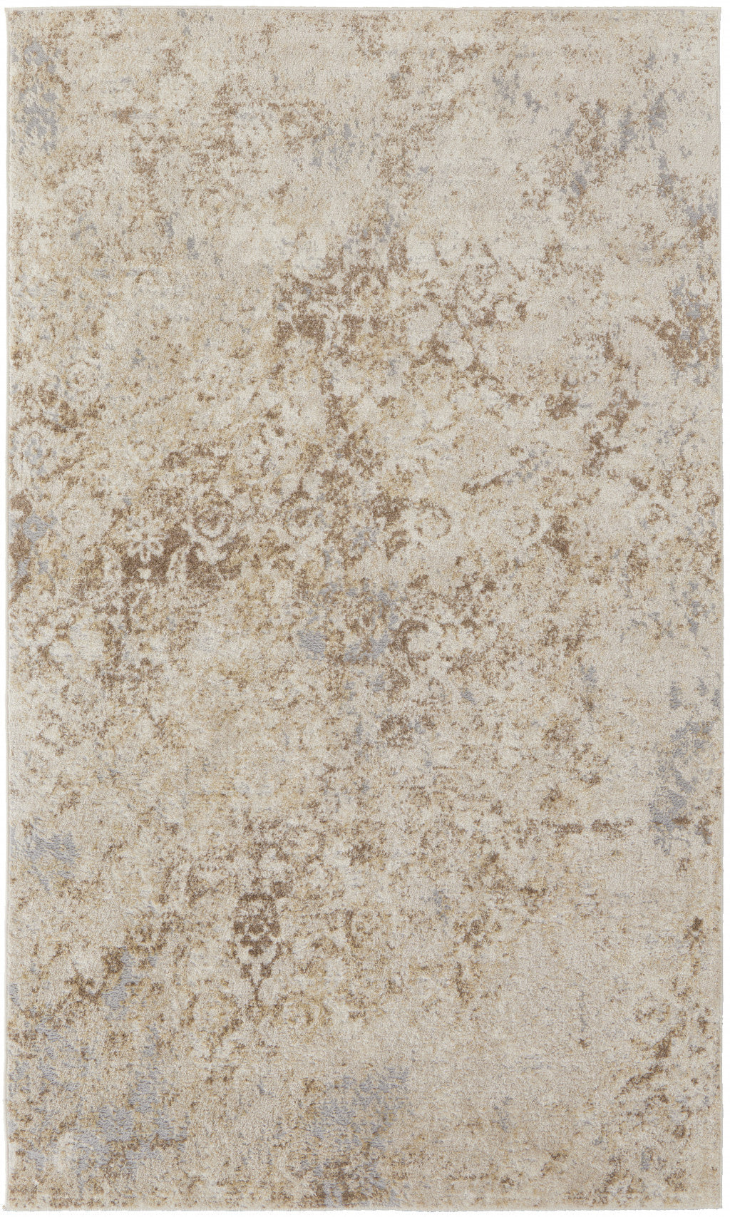 4' X 6' Blue And Ivory Abstract Power Loom Distressed Area Rug