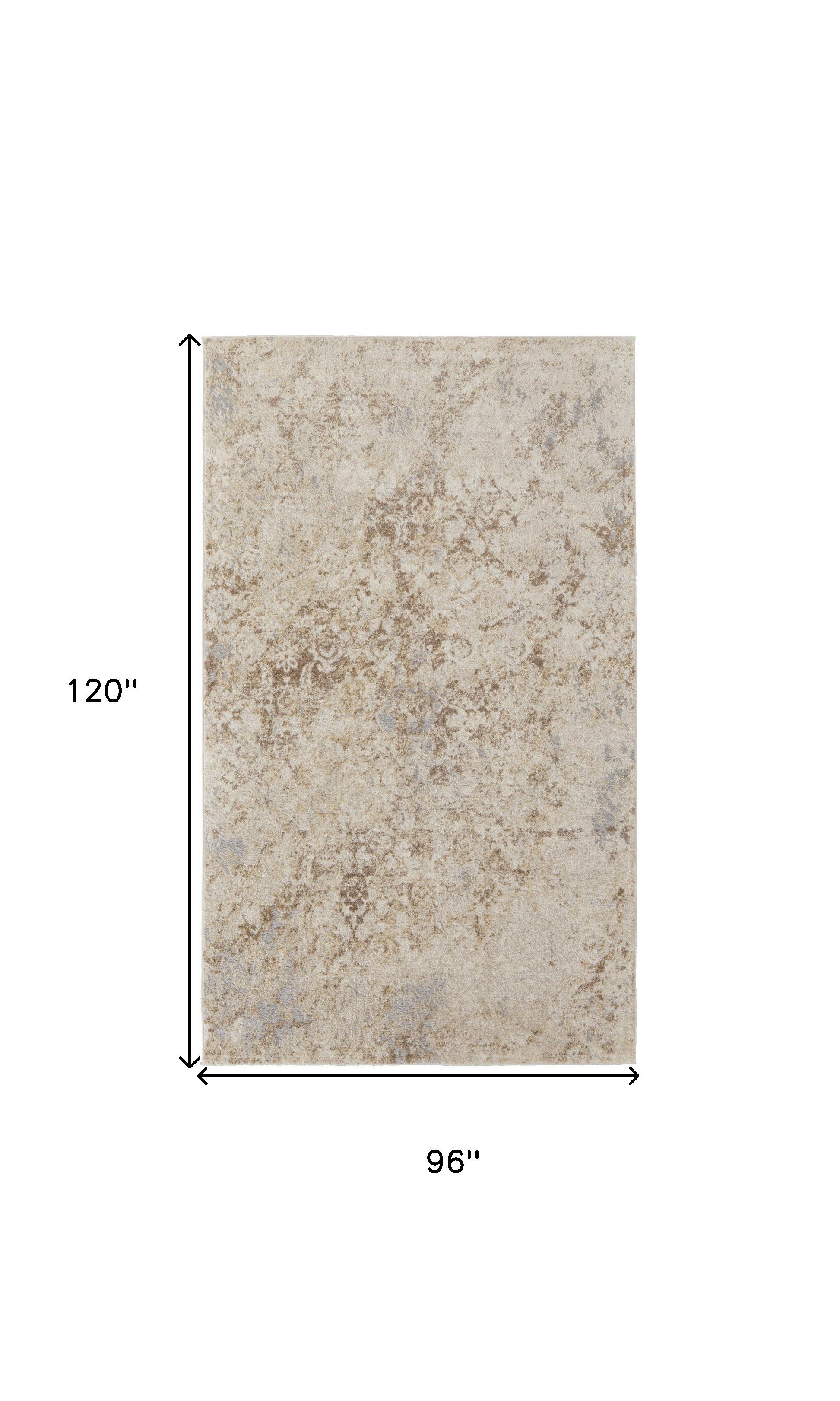 4' X 6' Blue And Ivory Abstract Power Loom Distressed Area Rug