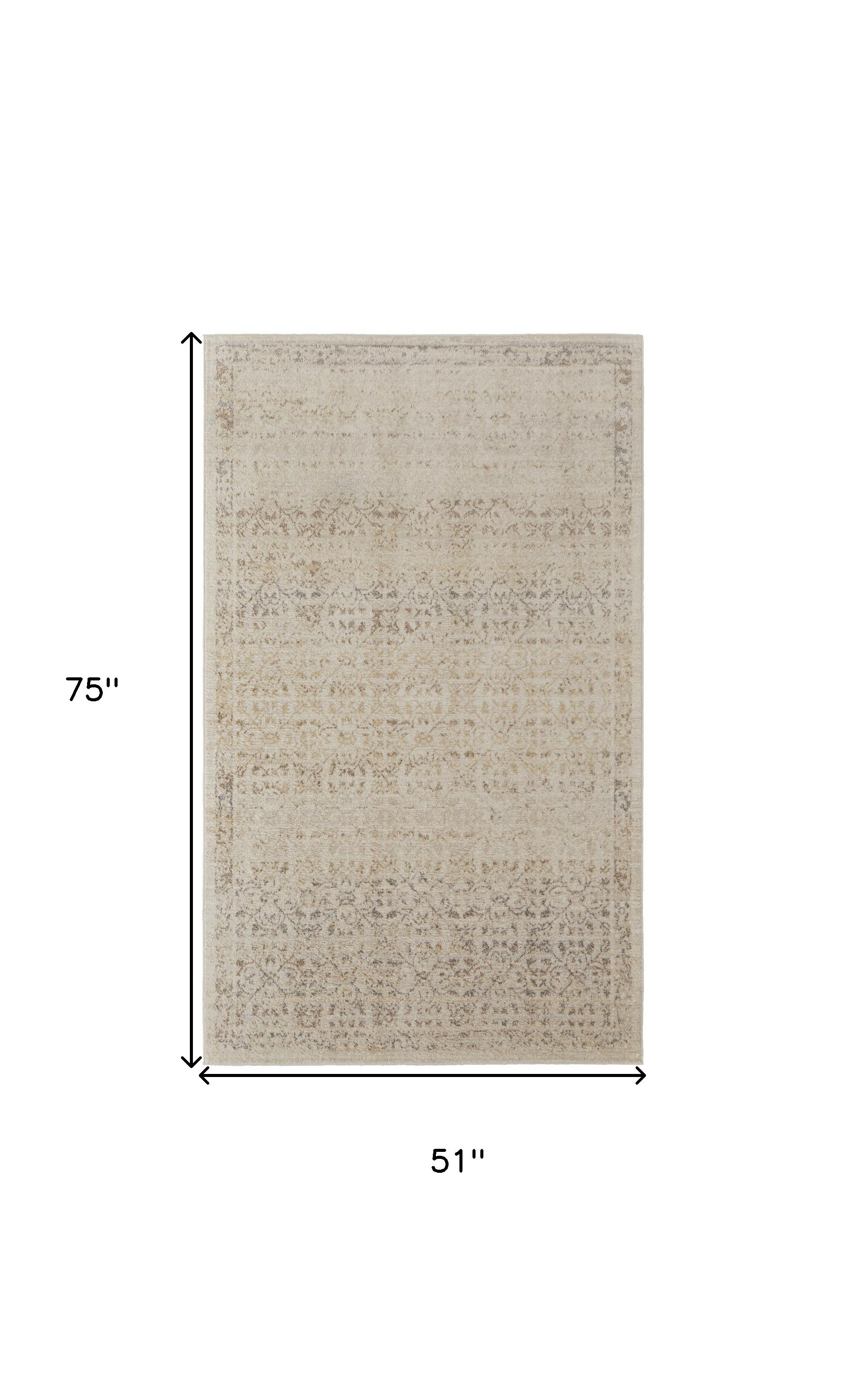 4' X 6' Ivory Tan And Gray Abstract Power Loom Distressed Area Rug