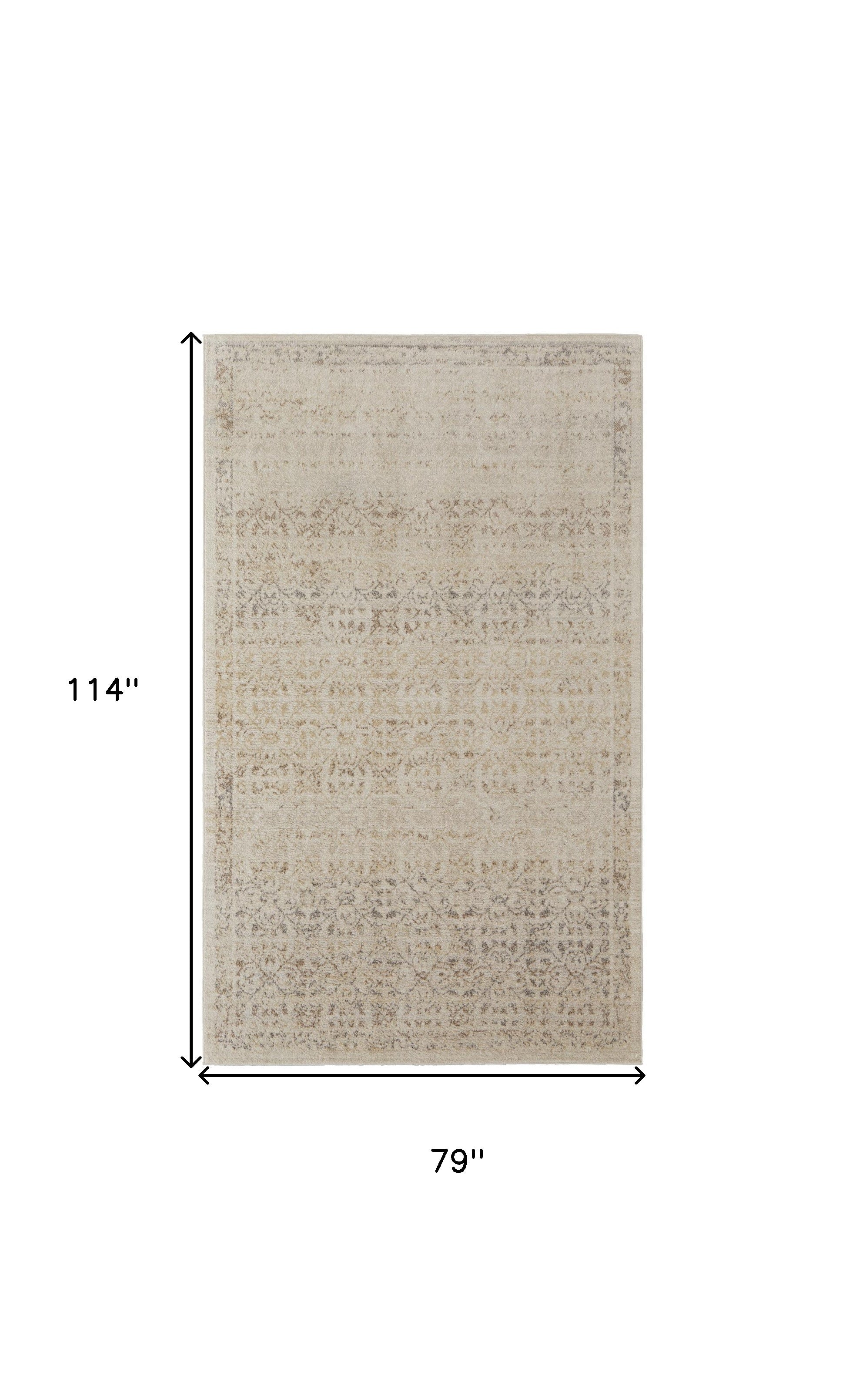 4' X 6' Ivory Tan And Gray Abstract Power Loom Distressed Area Rug