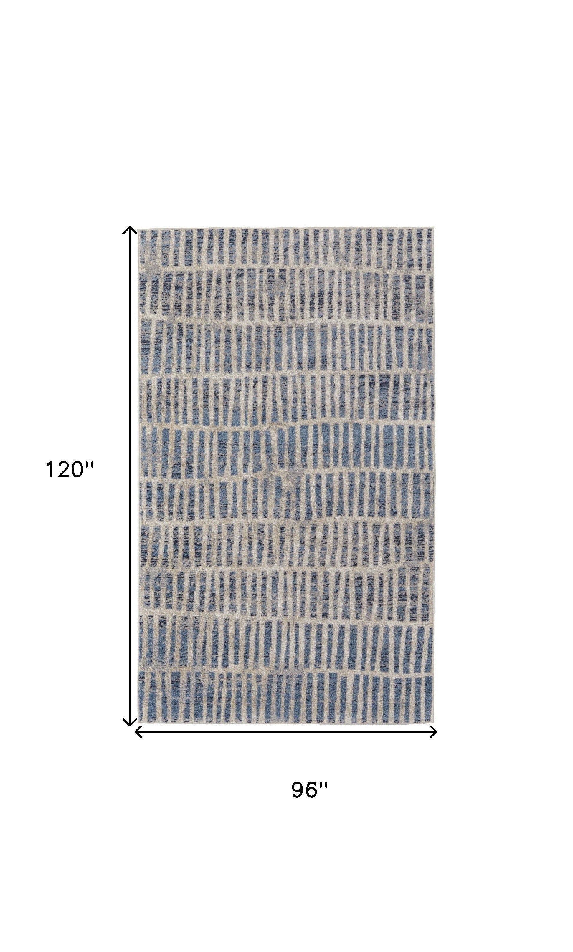5' X 8' Blue And Ivory Geometric Power Loom Distressed Area Rug