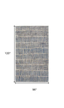 5' X 8' Blue And Ivory Geometric Power Loom Distressed Area Rug