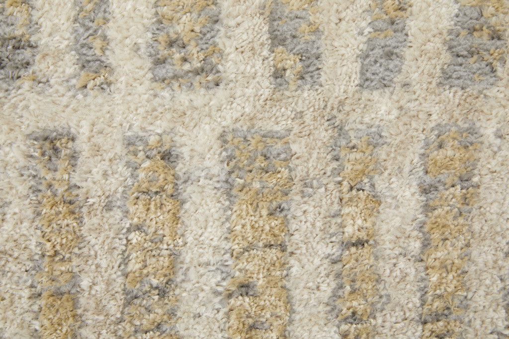 5' X 8' Blue And Ivory Geometric Power Loom Distressed Area Rug