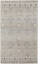 4' X 6' Ivory Blue And Gray Geometric Power Loom Distressed Area Rug