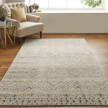 4' X 6' Ivory Blue And Gray Geometric Power Loom Distressed Area Rug