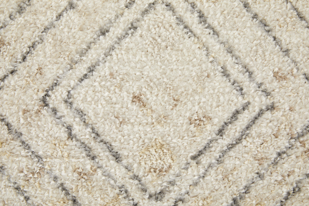 4' X 6' Ivory Blue And Gray Geometric Power Loom Distressed Area Rug