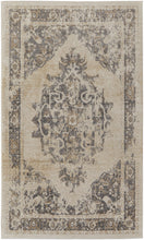 4' X 6' Ivory And Blue Floral Power Loom Distressed Area Rug