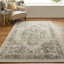 4' X 6' Ivory And Blue Floral Power Loom Distressed Area Rug