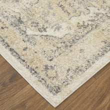 8' X 10' Blue And Ivory Floral Power Loom Distressed Area Rug