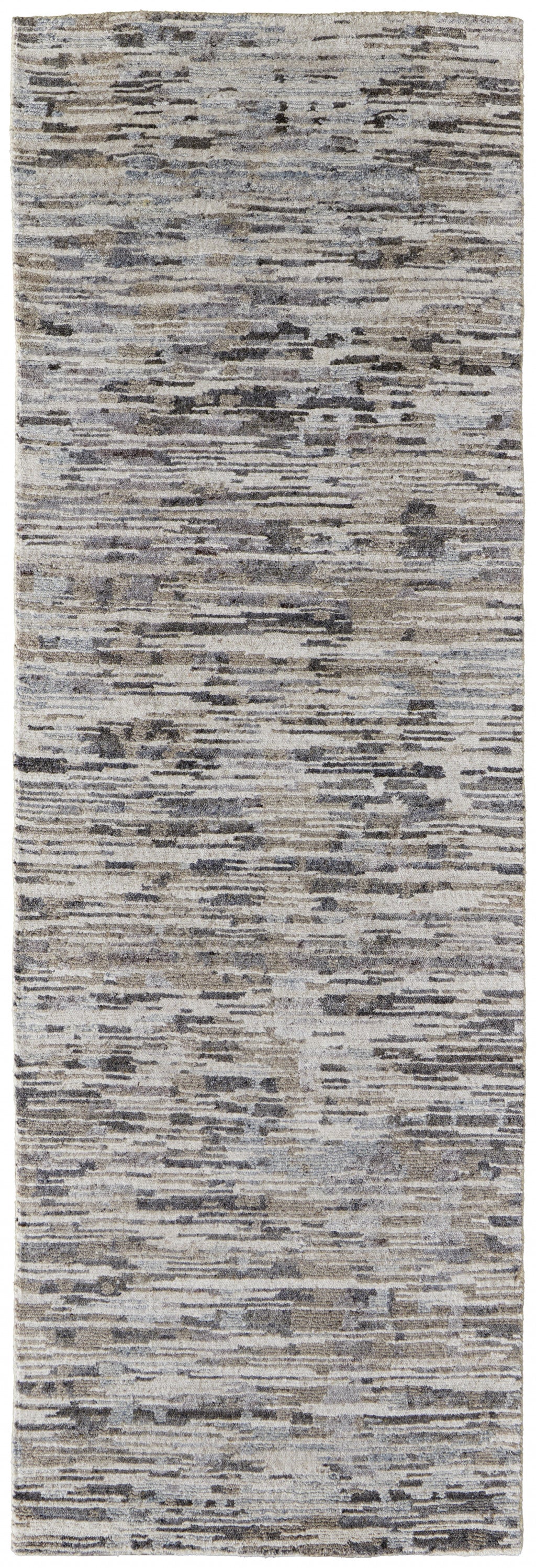 5' X 8' Gray Blue And Silver Wool Abstract Hand Knotted Area Rug
