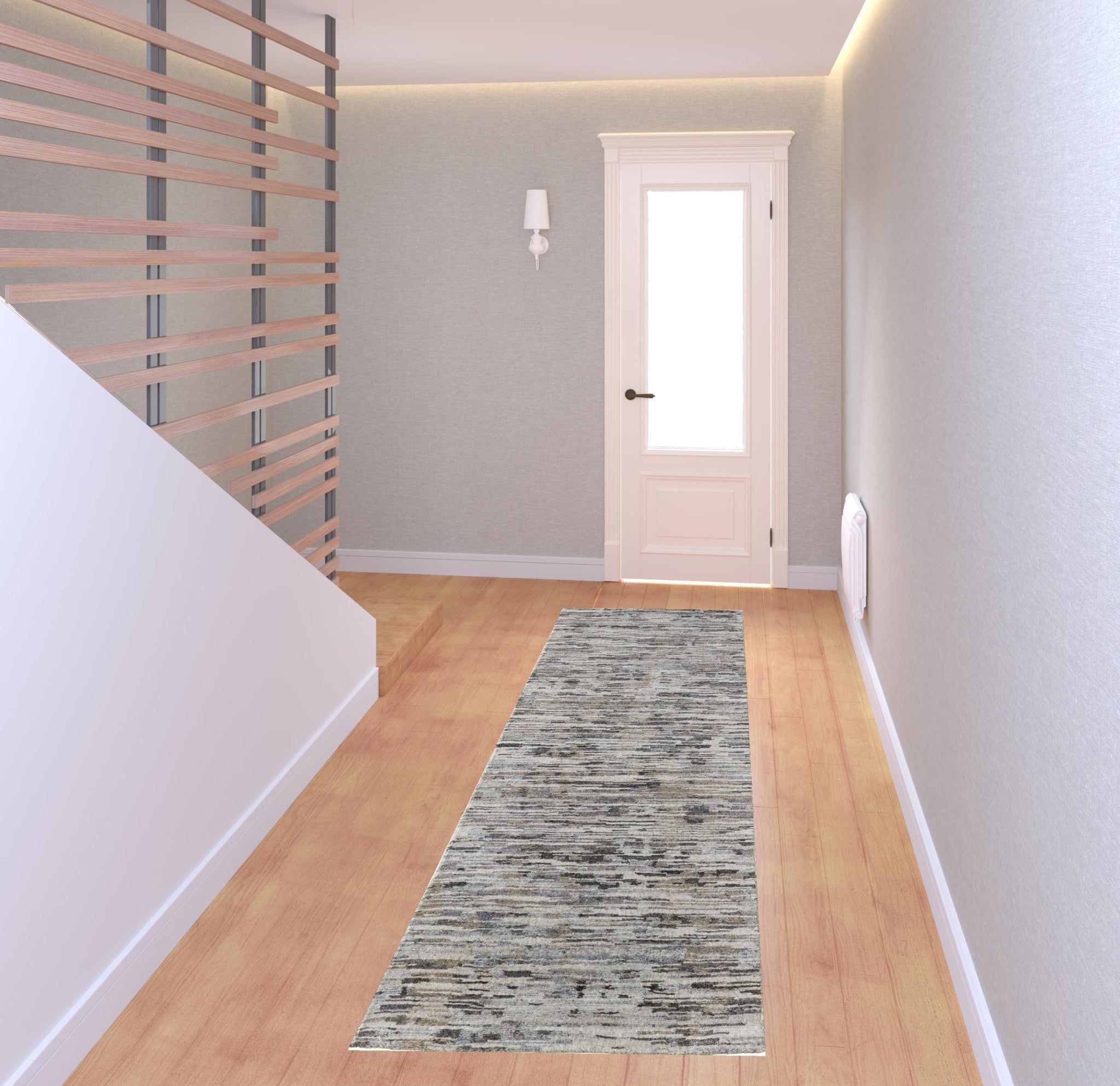 5' X 8' Gray Blue And Silver Wool Abstract Hand Knotted Area Rug