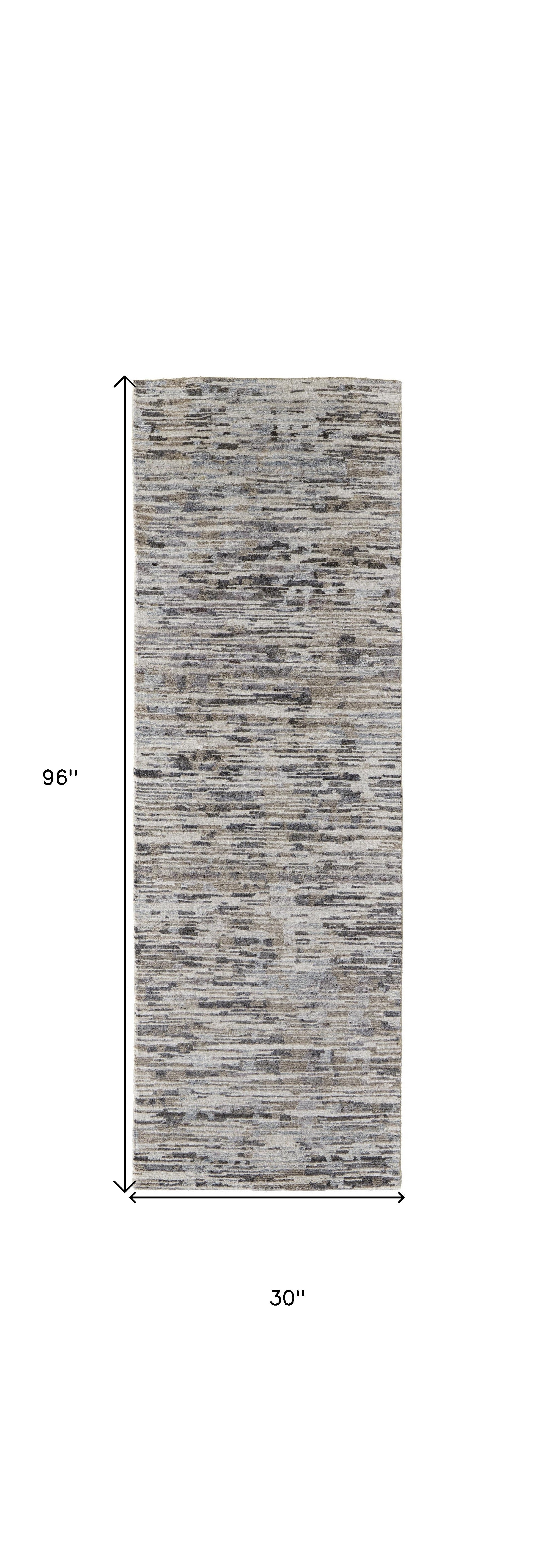 5' X 8' Gray Blue And Silver Wool Abstract Hand Knotted Area Rug