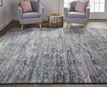 4' X 6' Blue And Gray Wool Abstract Hand Knotted Area Rug