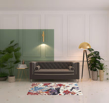 4' X 6' Red Blue And Purple Floral Tufted Handmade Area Rug