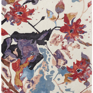 4' X 6' Red Blue And Purple Floral Tufted Handmade Area Rug