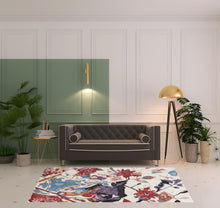 4' X 6' Red Blue And Purple Floral Tufted Handmade Area Rug