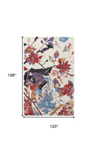 4' X 6' Red Blue And Purple Floral Tufted Handmade Area Rug