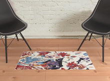 4' X 6' Red Blue And Purple Floral Tufted Handmade Area Rug