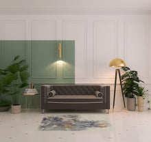 4' X 6' Gray Blue And Orange Wool Floral Tufted Handmade Area Rug