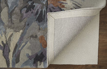 4' X 6' Gray Blue And Orange Wool Floral Tufted Handmade Area Rug