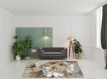 4' X 6' Tan Gray And Green Wool Floral Tufted Handmade Area Rug