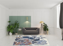 4' X 6' Blue Gray And Pink Wool Floral Tufted Handmade Area Rug