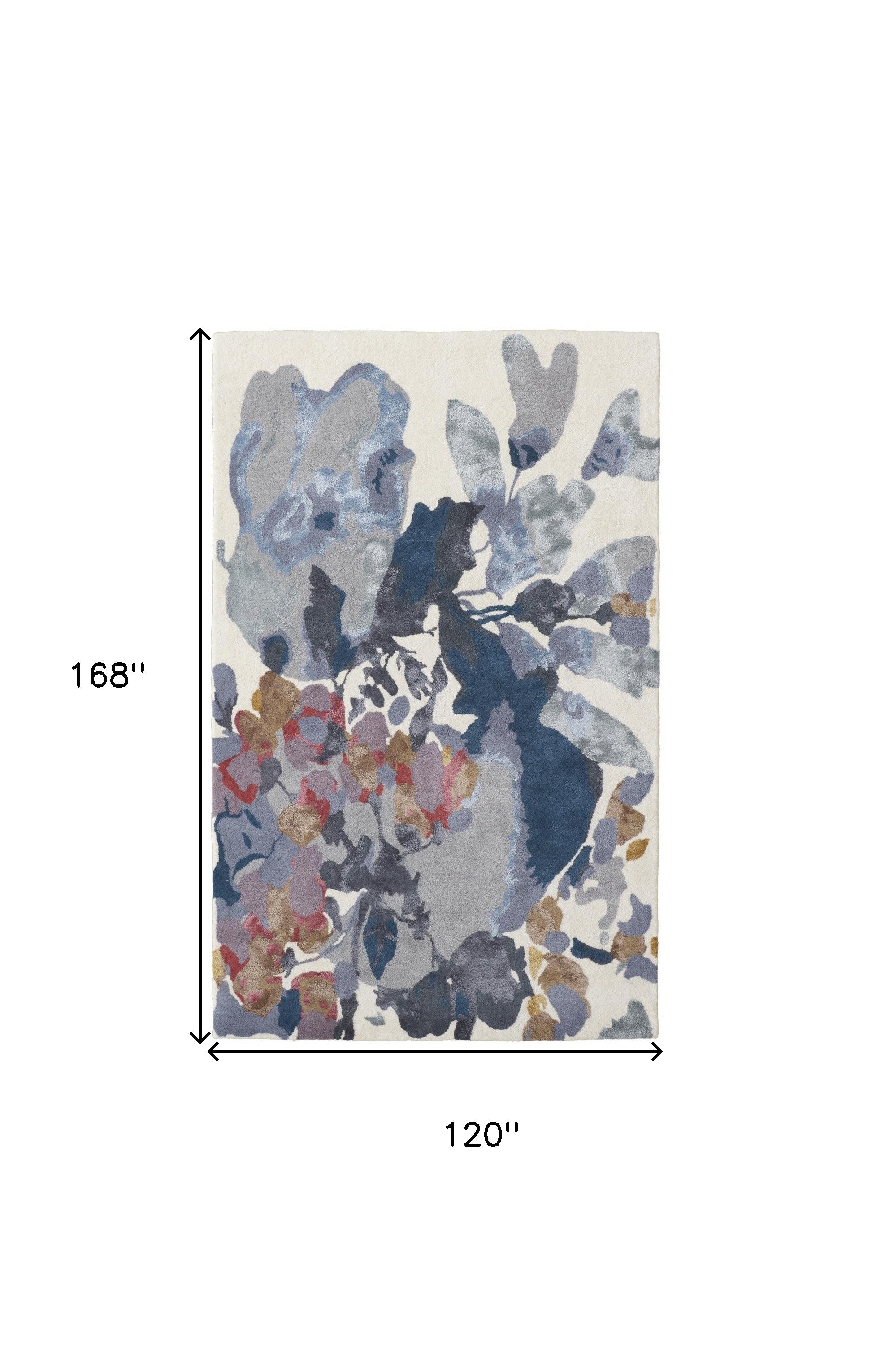 4' X 6' Blue Gray And Pink Wool Floral Tufted Handmade Area Rug