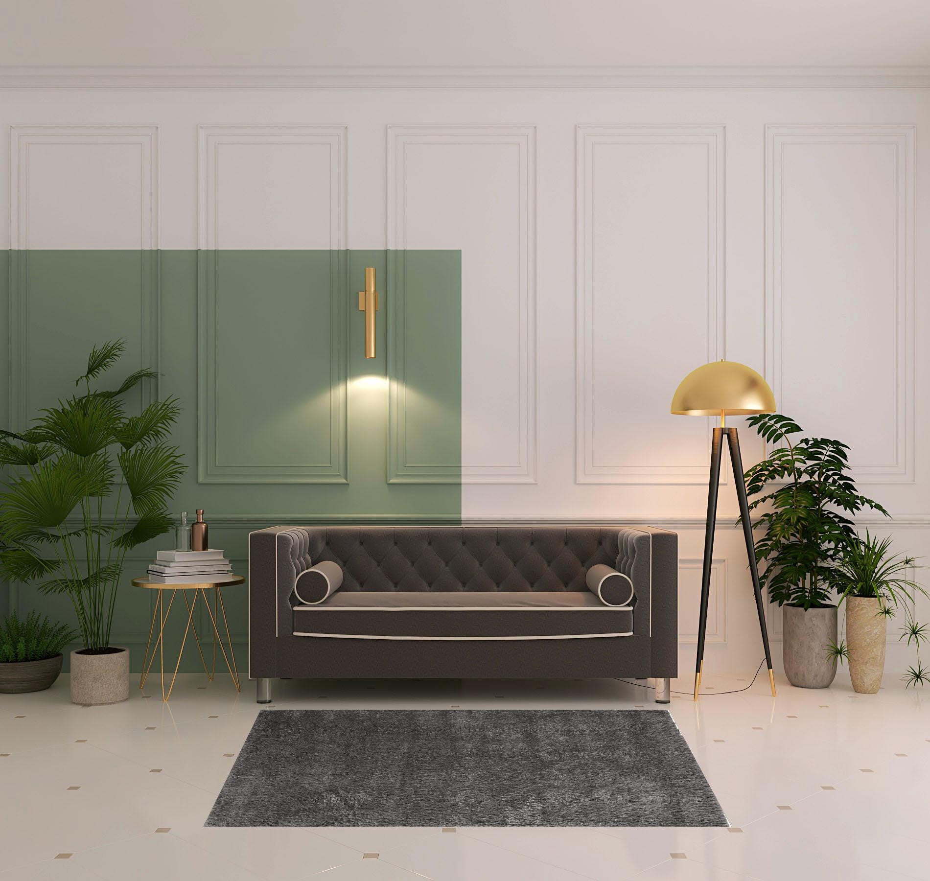 Ivory Shag Power Loom Stain Resistant Area Rug - 4' x 6'