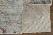 3' X 5' Ivory Orange And Blue Abstract Power Loom Stain Resistant Area Rug