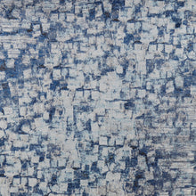 3' X 5' Blue And Ivory Abstract Power Loom Distressed Stain Resistant Area Rug