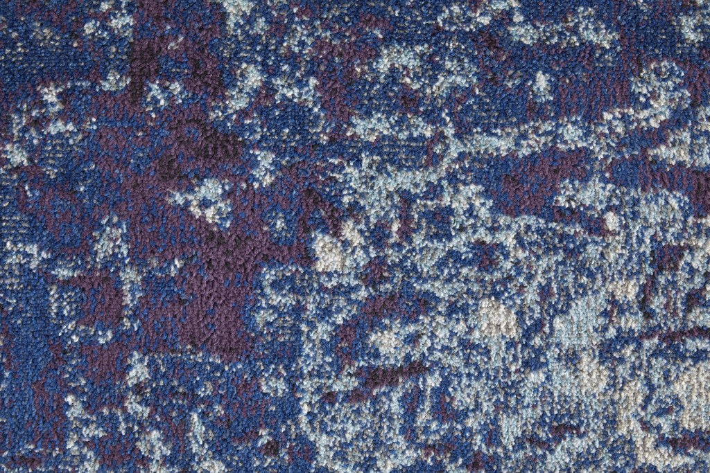 3' X 5' Blue Purple And Ivory Abstract Power Loom Stain Resistant Area Rug