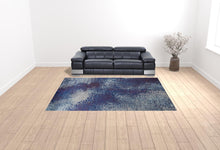 3' X 5' Blue Purple And Ivory Abstract Power Loom Stain Resistant Area Rug