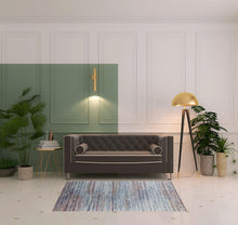 3' X 5' Blue Ivory And Orange Abstract Power Loom Stain Resistant Area Rug