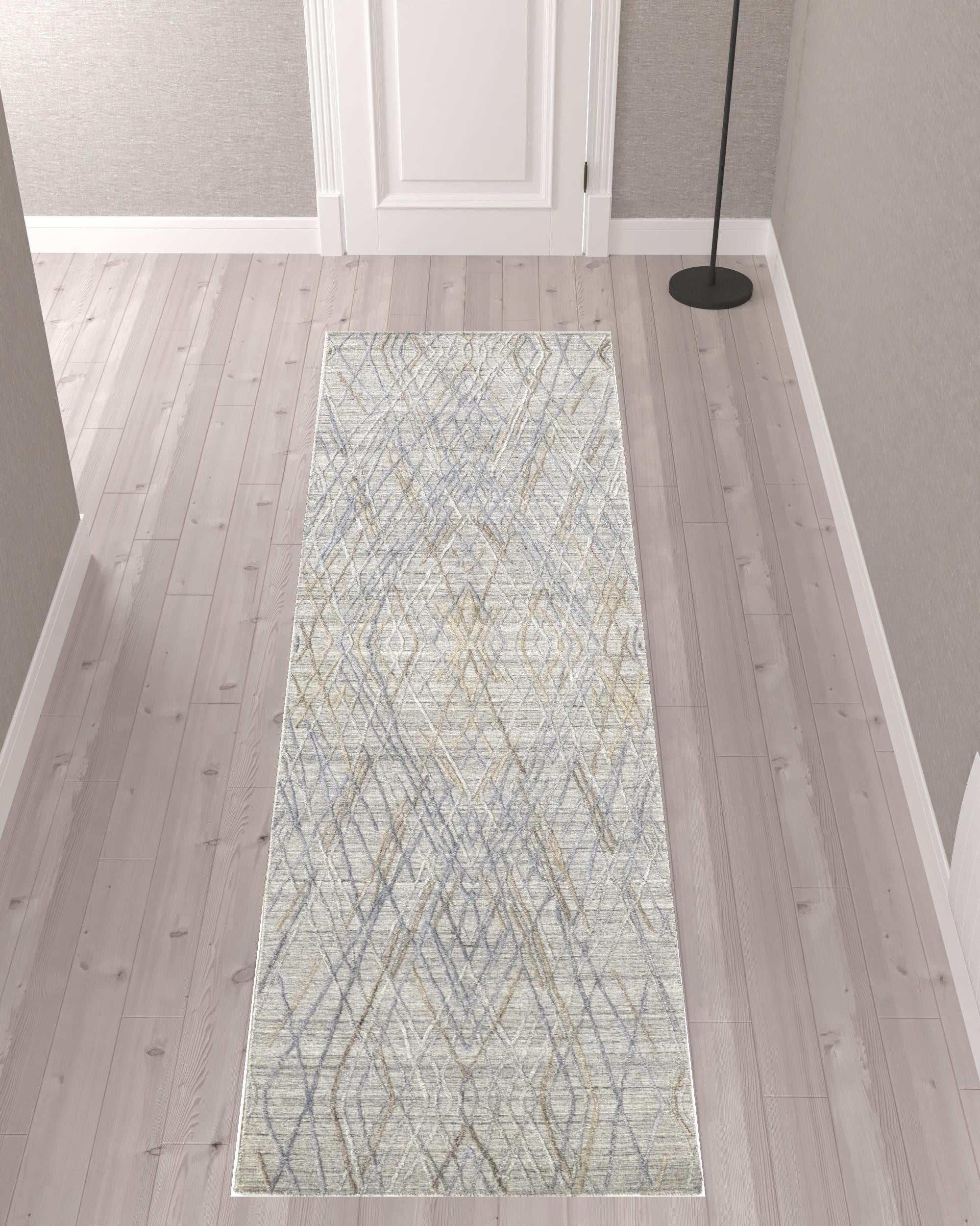 5' X 8' Gray And Ivory Abstract Hand Woven Area Rug