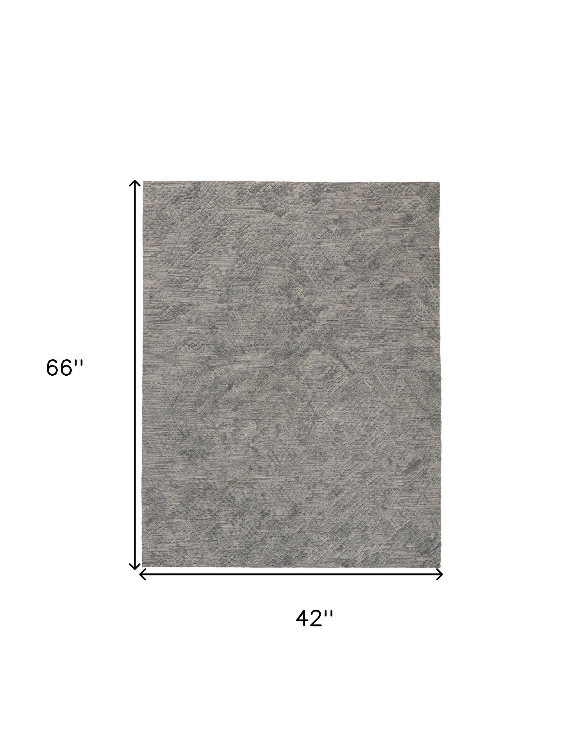 4' X 6' Gray Abstract Hand Woven Area Rug