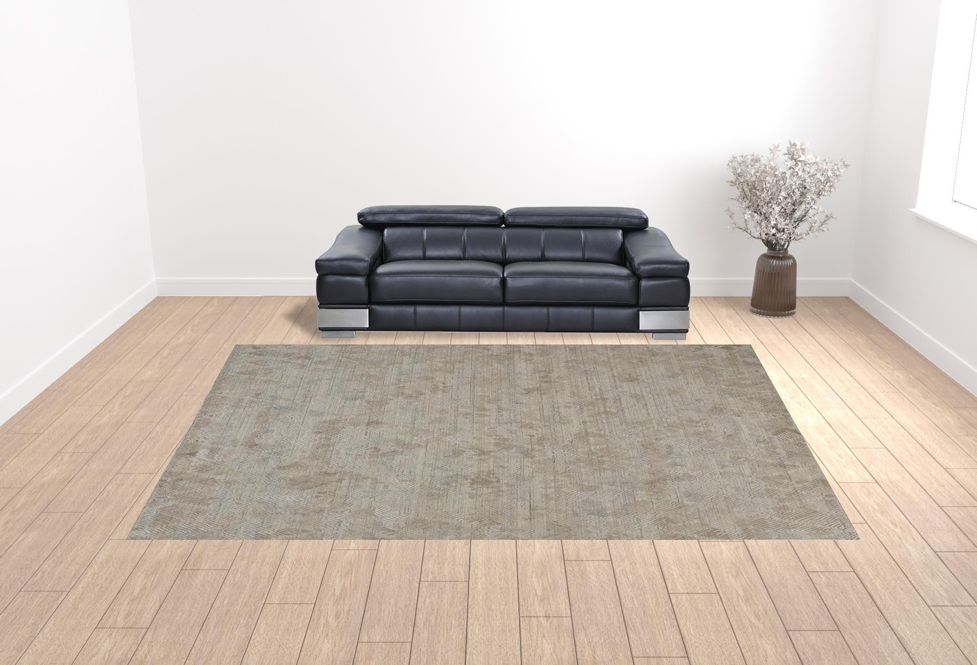 4' X 6' Gray And Taupe Abstract Hand Woven Area Rug