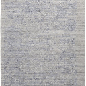 4' X 6' Gray And Blue Abstract Hand Woven Distressed Area Rug