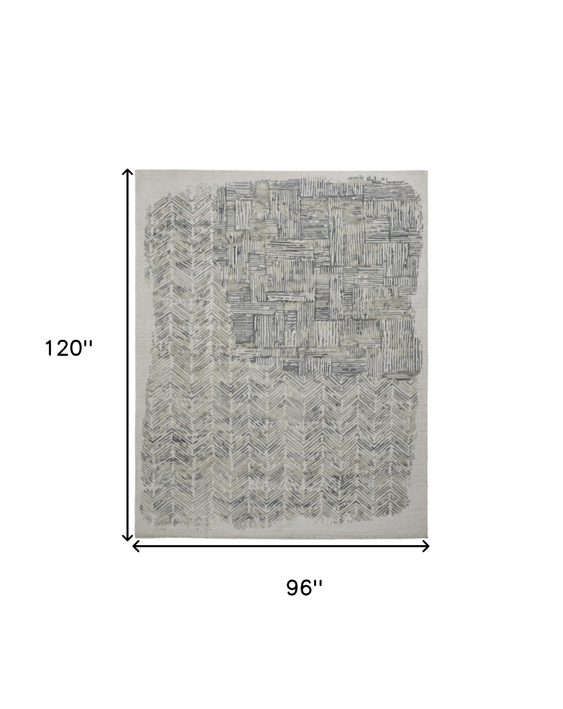 4' X 6' Green Blue And Ivory Abstract Hand Woven Distressed Area Rug