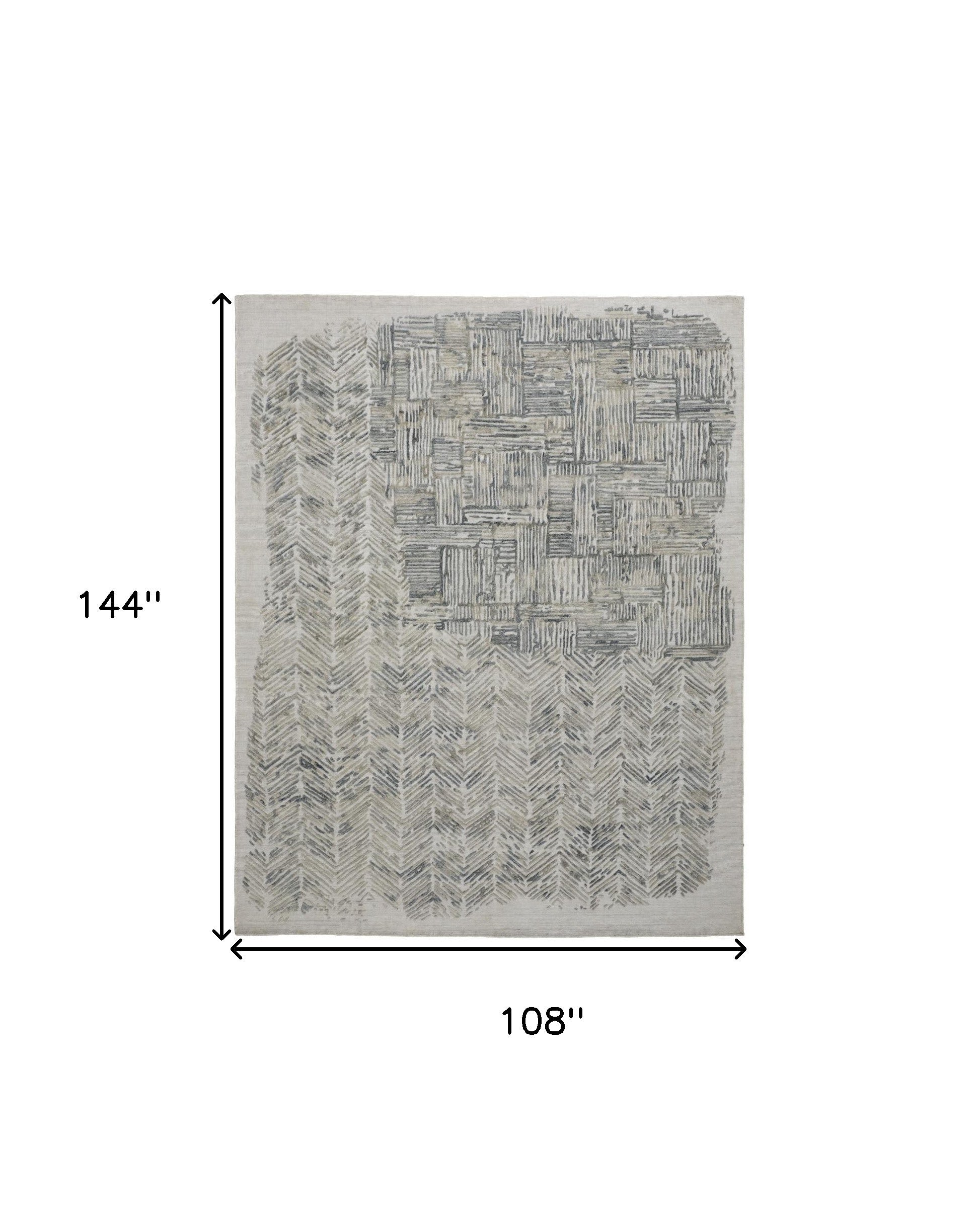 4' X 6' Green Blue And Ivory Abstract Hand Woven Distressed Area Rug